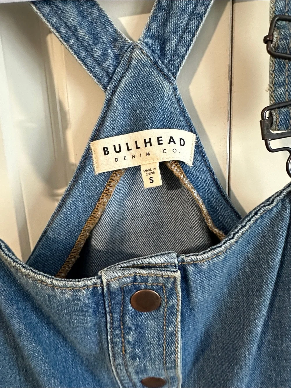 Bullhead Blue Denim Button-Front Overall Dress s